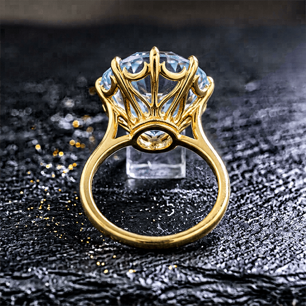 Solitaire Yellow Gold Oval Cut Aquamarine Sapphire Engagement Ring