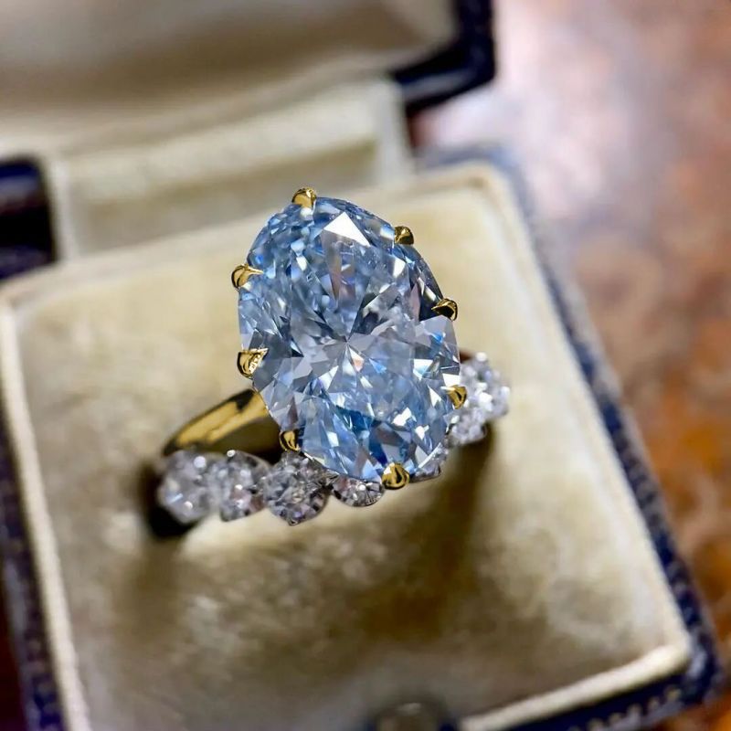 Golden Solitaire Oval Cut Aquamarine Sapphire Engagement Ring Belovegrace