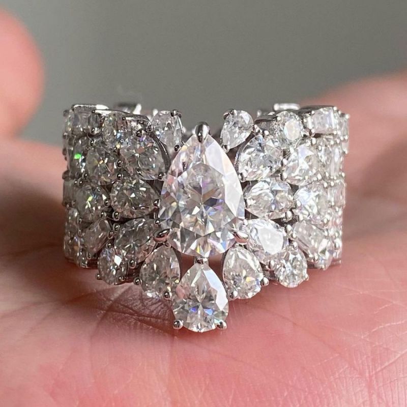 Pear Cut White Sapphire Wedding Band For Women Belovegrace