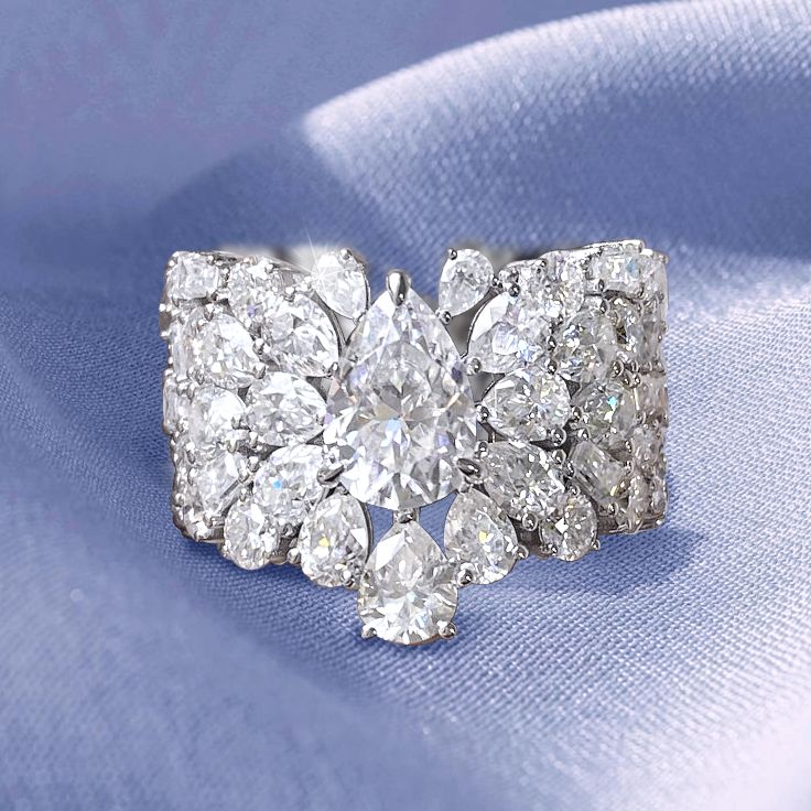 Pear Cut White Sapphire Wedding Band For Women Belovegrace