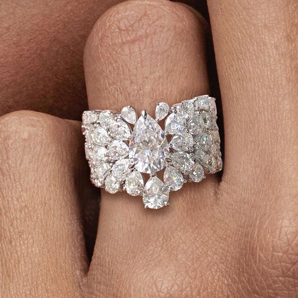 Pear Cut White Sapphire Wedding Band For Women Belovegrace