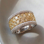 Two Tone Round Cut Yellow Sapphire Cigar Band For Women Belovegrace