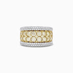 Two Tone Round Cut Yellow Sapphire Cigar Band For Women Belovegrace