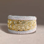 Two Tone Round Cut Yellow Sapphire Cigar Band For Women Belovegrace