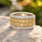 Multi-Row Canary Sapphire Round Cut Wedding Band Ring For Women