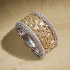 Two Tone Round Cut Yellow Sapphire Cigar Band For Women Belovegrace