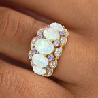 Two Tone Oval Cut Opal Wedding Band For Women Belovegrace