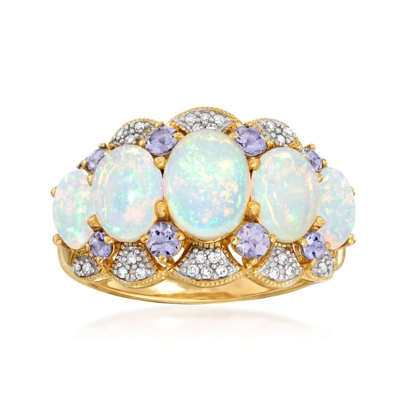 Two Tone Oval Cut Opal Wedding Band For Women Belovegrace