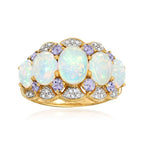 Two Tone Oval Cut Opal Wedding Band For Women Belovegrace