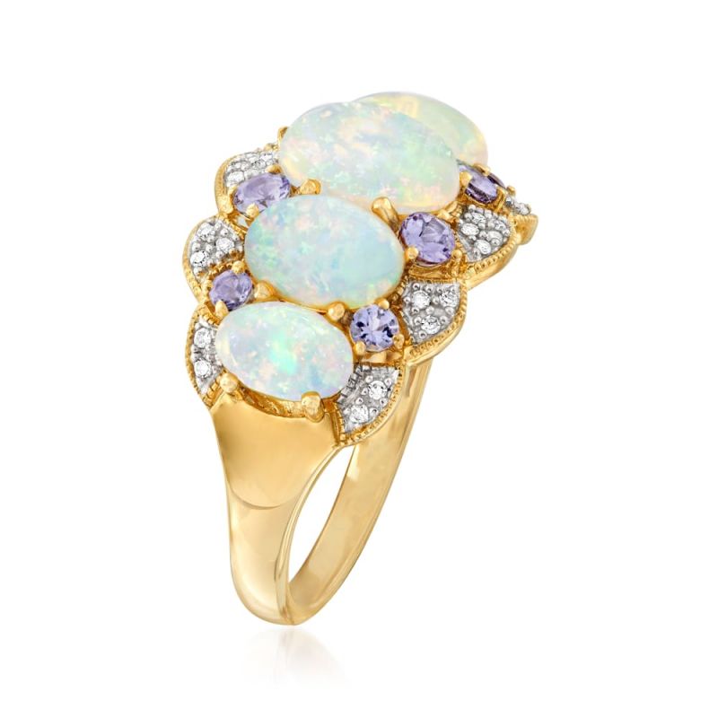 Two Tone Oval Cut Opal Wedding Band For Women Belovegrace