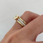 Two Tone Bezel Cushion Cut Yellow Sapphire Engagement Ring For Women Belovegrace