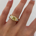 Two Tone Bezel Cushion Cut Yellow Sapphire Engagement Ring For Women Belovegrace