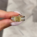 Two Tone Bezel Cushion Cut Yellow Sapphire Engagement Ring For Women Belovegrace