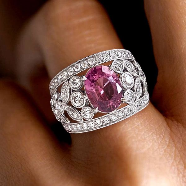 Milgrain Oval Cut Ruby Sapphire Promise Rings Engagement Rings For Women Belovegrace