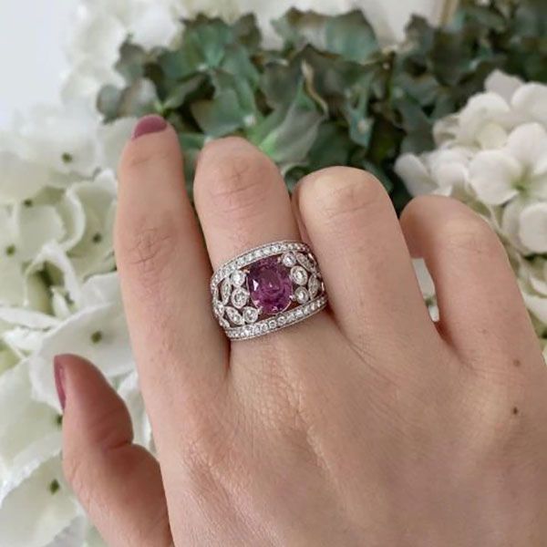 Milgrain Oval Cut Ruby Sapphire Promise Rings Engagement Rings For Women Belovegrace