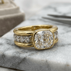 Channel Setting Half Bezel Cushion Cut White Sapphire Engagement Ring