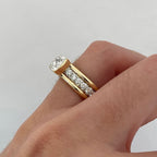 Two Tone Bezel Cushion Cut White Sapphire Engagement Ring For Women Belovegrace