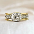 Two Tone Bezel Cushion Cut White Sapphire Engagement Ring For Women Belovegrace