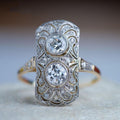 Art Deco Two Tone White Sapphire Round Cut Engagement Ring For Women Belovegrace