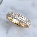 Golden Triple Row Round & Baguette Cut White Sapphire Half Eternity Wedding Band For Women Belovegrace