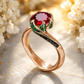 Two Tone 6 Prong Round Cut Ruby Sapphire Engagement Ring