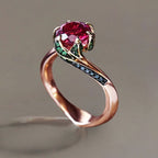 Unique Rose Gold Round Cut Ruby Engagement Ring for women Belovegrace