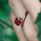 Unique Rose Gold Round Cut Ruby Engagement Ring for women Belovegrace