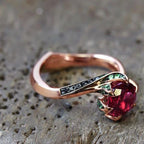 Unique Rose Gold Round Cut Ruby Engagement Ring for women Belovegrace