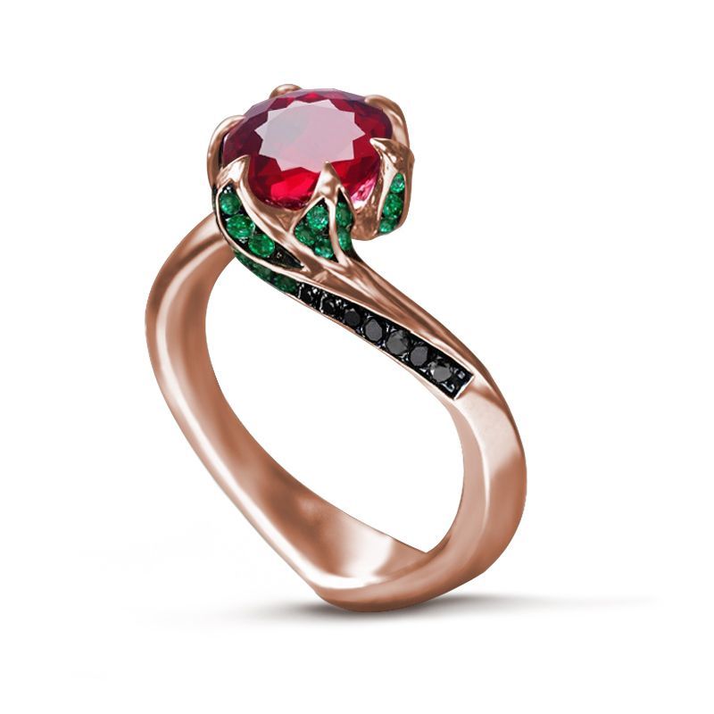 Unique Rose Gold Round Cut Ruby Engagement Ring for women Belovegrace