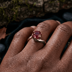 Unique Floral Setting Rose Gold Round Cut Lab Ruby Sapphire Engagement Ring