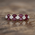 Unique Multi Row Yellow Gold Marquise Cut Ruby Sapphire Half Eternity Wedding Band For Women
