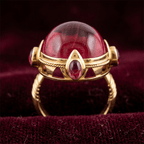 Art Deco Yellow Gold Cabochon Cut Ruby Sapphire Engagement Ring