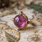 Art Deco Yellow Gold Cabochon Cut Ruby Sapphire Engagement Ring