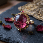 Art Deco Yellow Gold Cabochon Cut Ruby Sapphire Engagement Ring