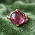 Art Deco Yellow Gold Cabochon Cut Ruby Sapphire Engagement Ring