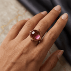 Art Deco Yellow Gold Cabochon Cut Ruby Sapphire Engagement Ring