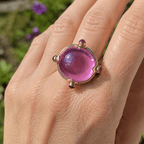 Art Deco Yellow Gold Cabochon Cut Ruby Sapphire Engagement Ring