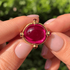 Art Deco Yellow Gold Cabochon Cut Ruby Sapphire Engagement Ring