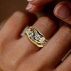 Golden Multi Row Round Cut White Sapphire Wedding Band Ring For Women Belovegrace