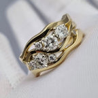 Golden Multi Row Round Cut White Sapphire Wedding Band Ring For Women Belovegrace
