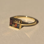 Golden Baguette Cut Garnet & Topaz & Orange & Brown Sapphire Cocktail Ring For Women Belovegrace