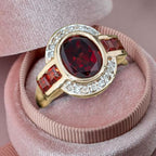 Art Deco Bezel Setting Oval Cut Garnet Sapphire Engagement Ring For Women Belovegrace