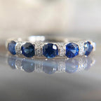 Stunning Blue & White Sapphire Round Cut Wedding Band For Women Belovegrace
