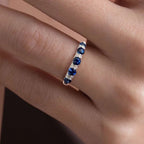 Stunning Blue & White Sapphire Round Cut Wedding Band For Women Belovegrace