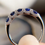 Stunning Blue & White Sapphire Round Cut Wedding Band For Women Belovegrace