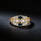 Vintage Oval & Round Cut Blue & White Sapphire Wedding Band For Women Belovegrace