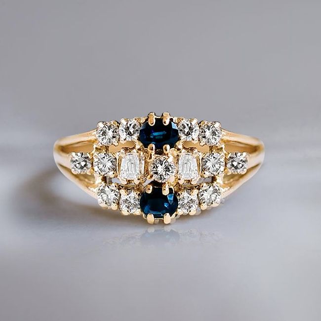 Vintage Oval & Round Cut Blue & White Sapphire Wedding Band For Women Belovegrace