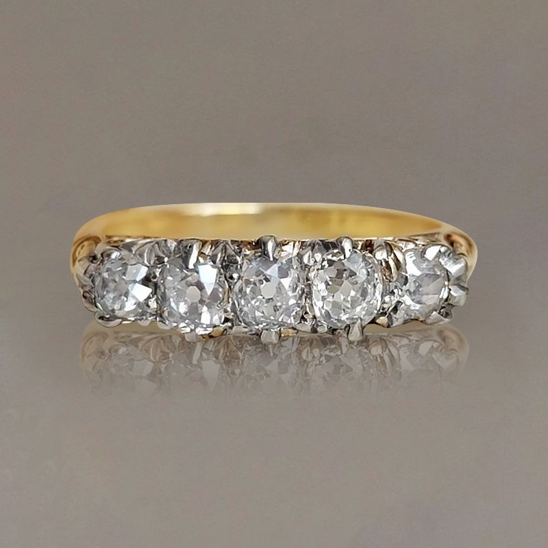 Two Tone Five Stone Cushion Cut White Sapphire Wedding Band For Women Belovegrace