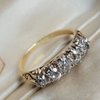 Two Tone Five Stone Cushion Cut White Sapphire Wedding Band For Women Belovegrace