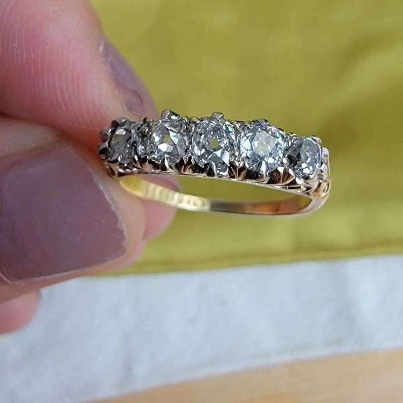 Two Tone Five Stone Cushion Cut White Sapphire Wedding Band For Women Belovegrace